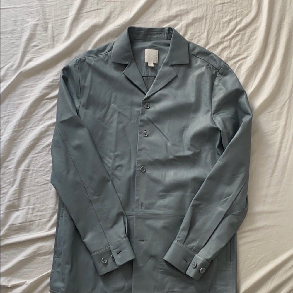 COS leather blue shirt